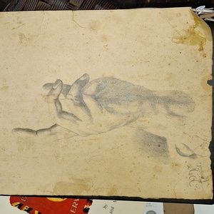 1901 "study of hand" drawing